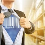 Man wearing tshirt with a barcode on it