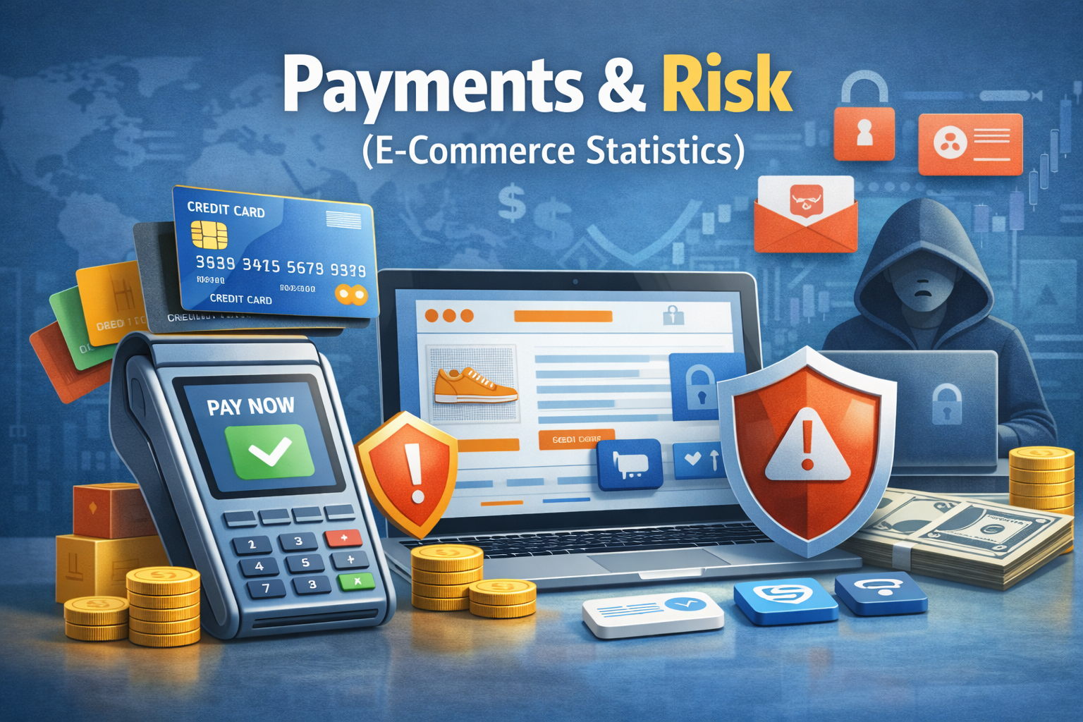 Payments and risk in e-commerce statistics with online payments fraud protection and transaction security elements